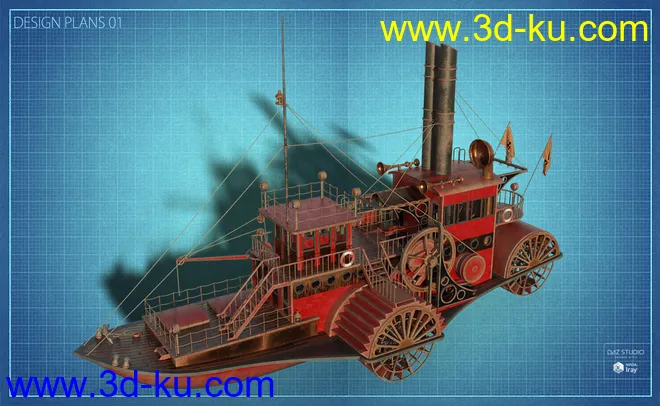 Steampunk Paddle Boat模型的图片9