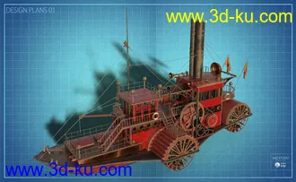 3D打印模型Steampunk Paddle Boat的图片