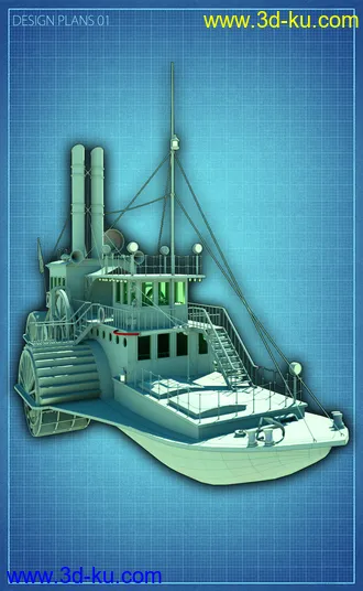 3D打印模型Steampunk Paddle Boat的图片