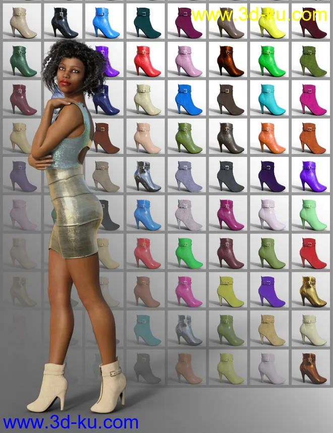 Strapped Ankle Boots for Genesis 8 Female(s)模型的图片6