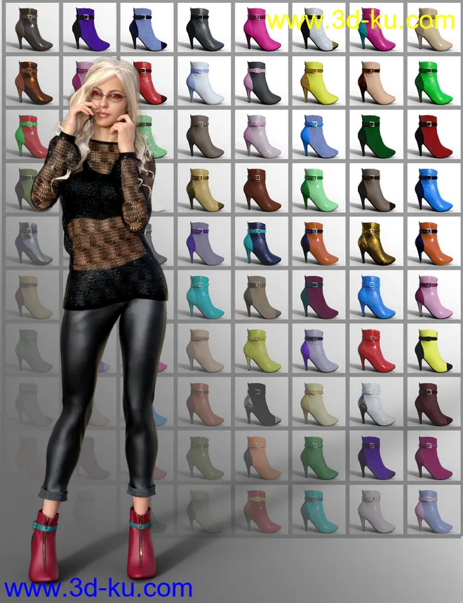 Strapped Ankle Boots for Genesis 8 Female(s)模型的图片7