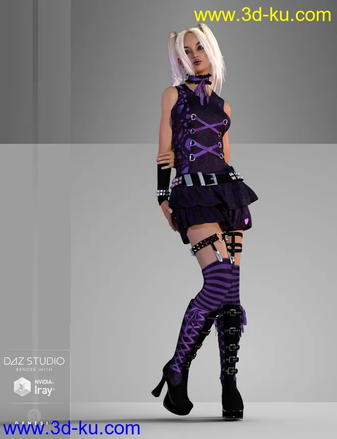 Studded Goth for Genesis 3 Female(s)模型的图片1