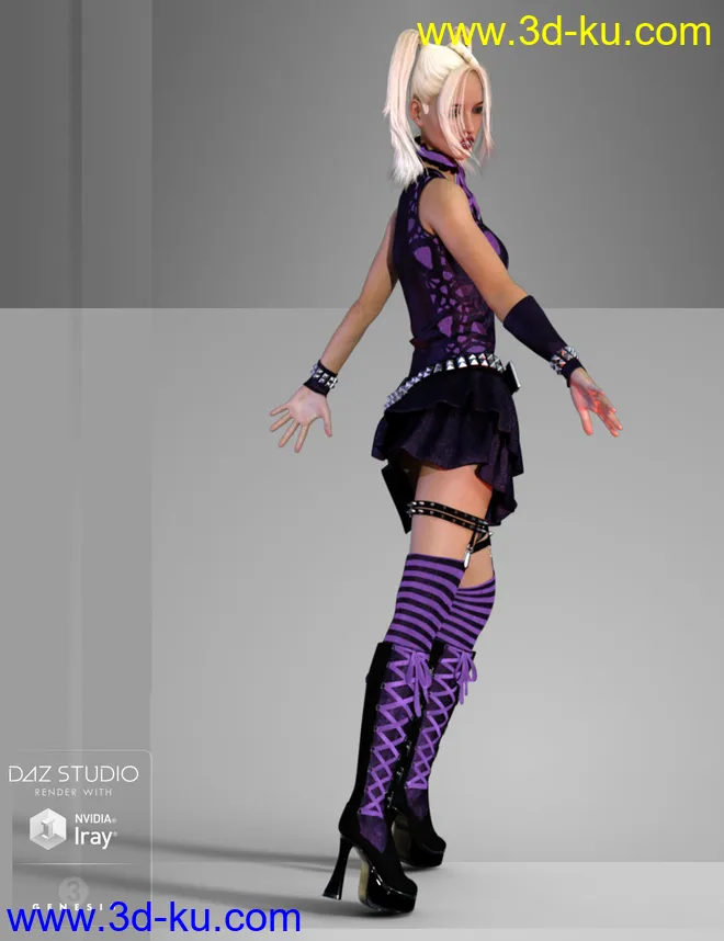 Studded Goth for Genesis 3 Female(s)模型的图片3