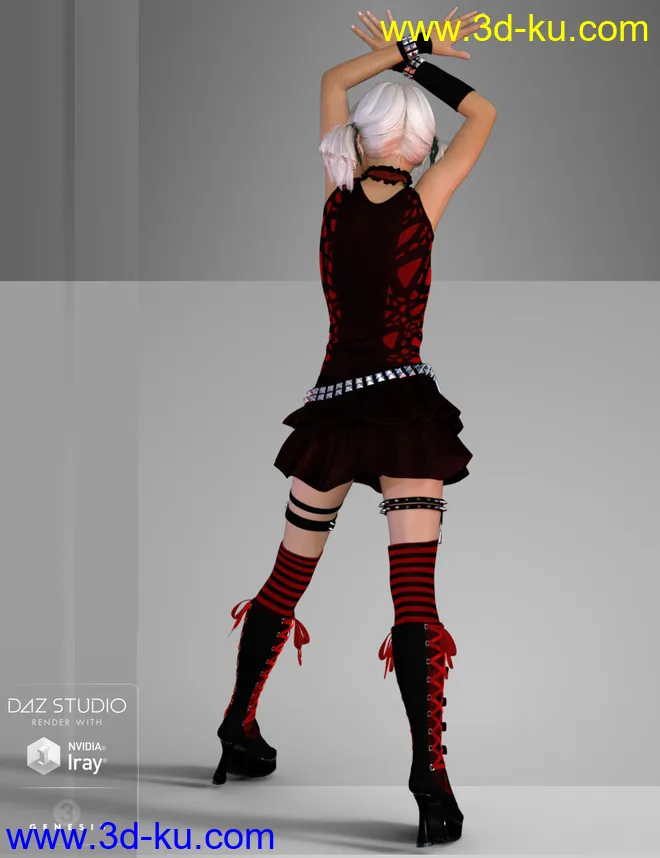 Studded Goth for Genesis 3 Female(s)模型的图片4