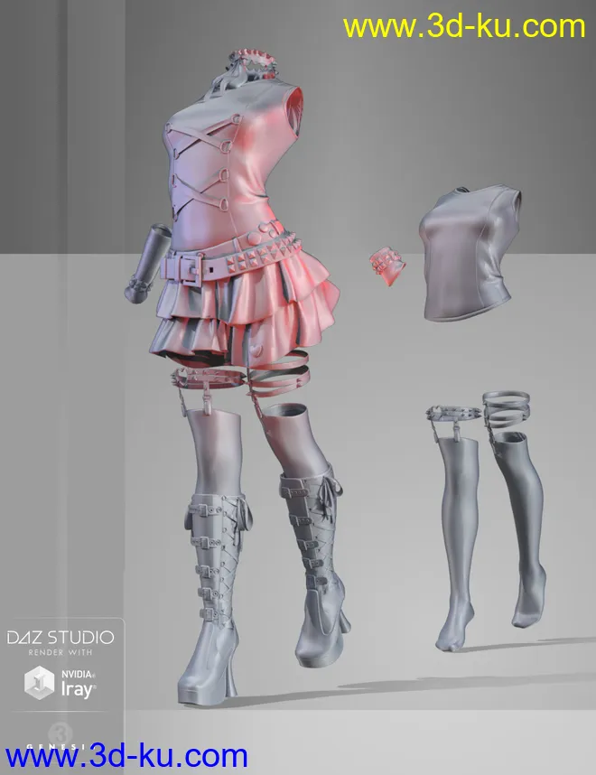 Studded Goth for Genesis 3 Female(s)模型的图片7