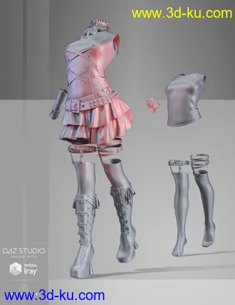 3D打印模型Studded Goth for Genesis 3 Female(s)的图片