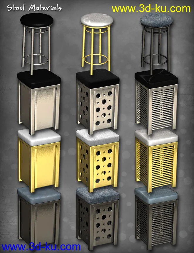 Studio Drapes - High Stools模型的图片5
