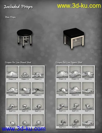 3D打印模型Studio Drapes - Low Stools的图片
