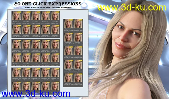 Supermodel - Expressions for Genesis 8 Female and Leisa 8模型的图片6