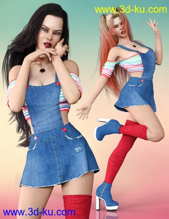 3D打印模型Sweet Denim Outfit Set for Genesis 8 Female(s)的图片