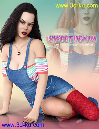 3D打印模型Sweet Denim Outfit Set for Genesis 8 Female(s)的图片