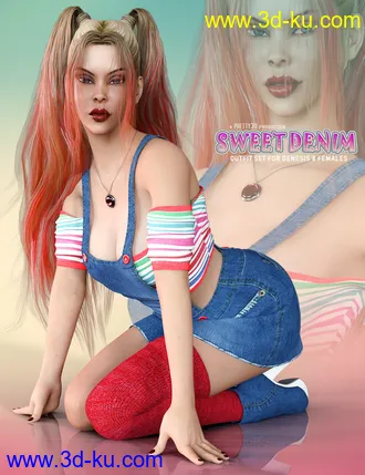 3D打印模型Sweet Denim Outfit Set for Genesis 8 Female(s)的图片