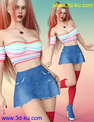 3D打印模型Sweet Denim Outfit Set for Genesis 8 Female(s)的图片