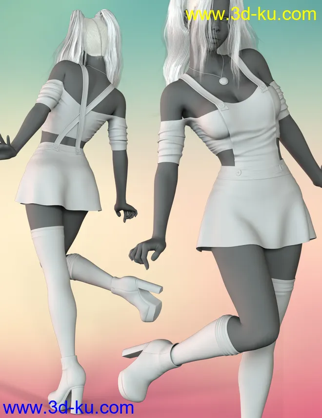 Sweet Denim Outfit Set for Genesis 8 Female(s)模型的图片14