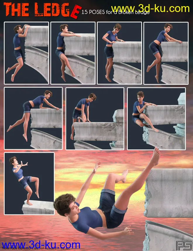 The Ledge - Poses and Props for Genesis 8 Female模型的图片10