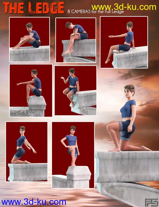 The Ledge - Poses and Props for Genesis 8 Female模型的图片12