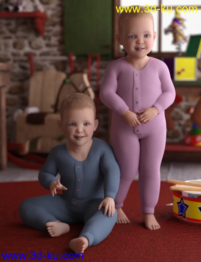 Toddler Twins For Genesis 8模型的图片9