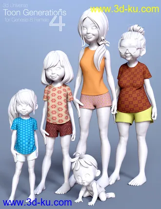 3D打印模型Toon Generations 4 Clothing for Genesis 8 Female(s)的图片