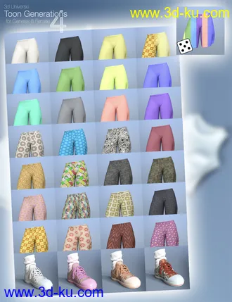 3D打印模型Toon Generations 4 Clothing for Genesis 8 Female(s)的图片