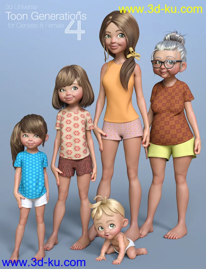 Toon Generations 4 Essentials for Genesis 8 Female(s)模型的图片1