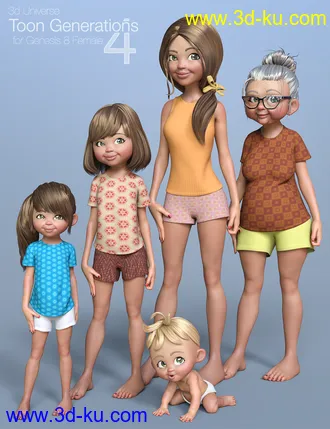 3D打印模型Toon Generations 4 Essentials for Genesis 8 Female(s)的图片