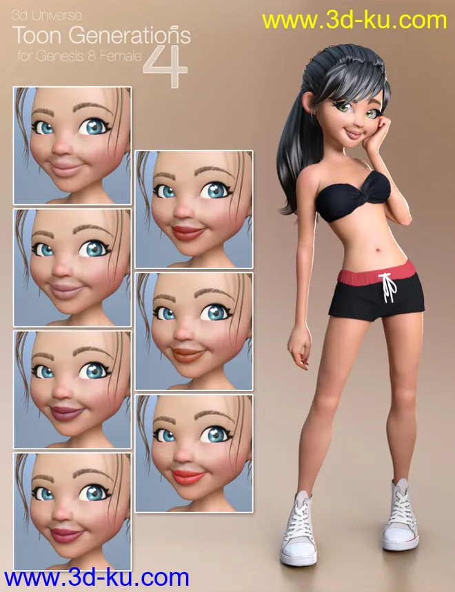 Toon Generations 4 Essentials for Genesis 8 Female(s)模型的图片9