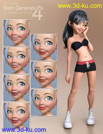 3D打印模型Toon Generations 4 Essentials for Genesis 8 Female(s)的图片