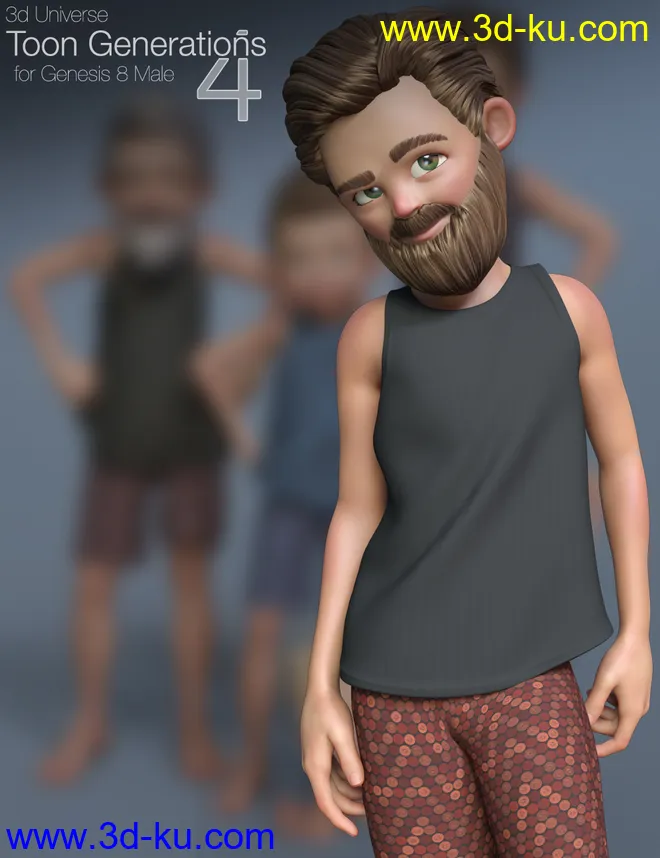 Toon Generations 4 Essentials for Genesis 8 Male(s)模型的图片5