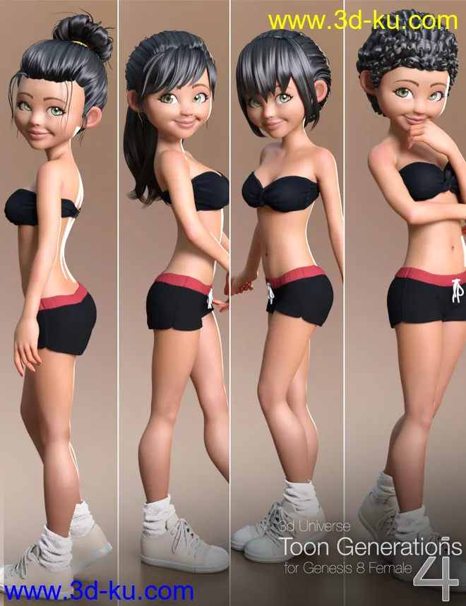 Toon Generations 4 Hair for Genesis 8 Female(s)模型的图片2