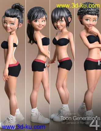 3D打印模型Toon Generations 4 Hair for Genesis 8 Female(s)的图片