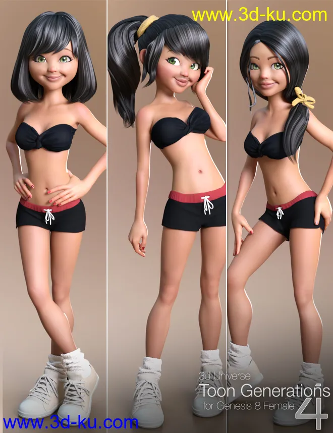 Toon Generations 4 Hair for Genesis 8 Female(s)模型的图片3
