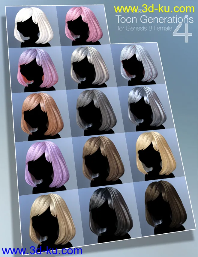 Toon Generations 4 Hair for Genesis 8 Female(s)模型的图片4