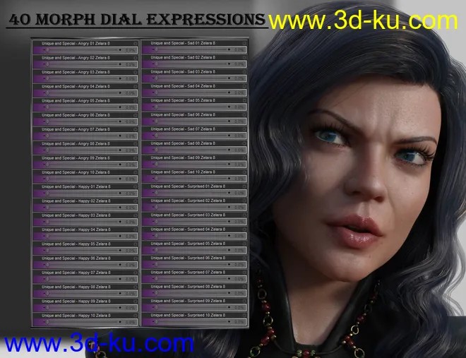 Unique and Special - Expressions for Genesis 8 Female and Zelara 8模型的图片9