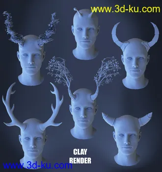 3D打印模型Universal Horns for Genesis 8 Male(s)的图片