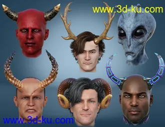 3D打印模型Universal Horns for Genesis 8 Male(s)的图片