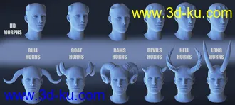 3D打印模型Universal Horns for Genesis 8 Male(s)的图片