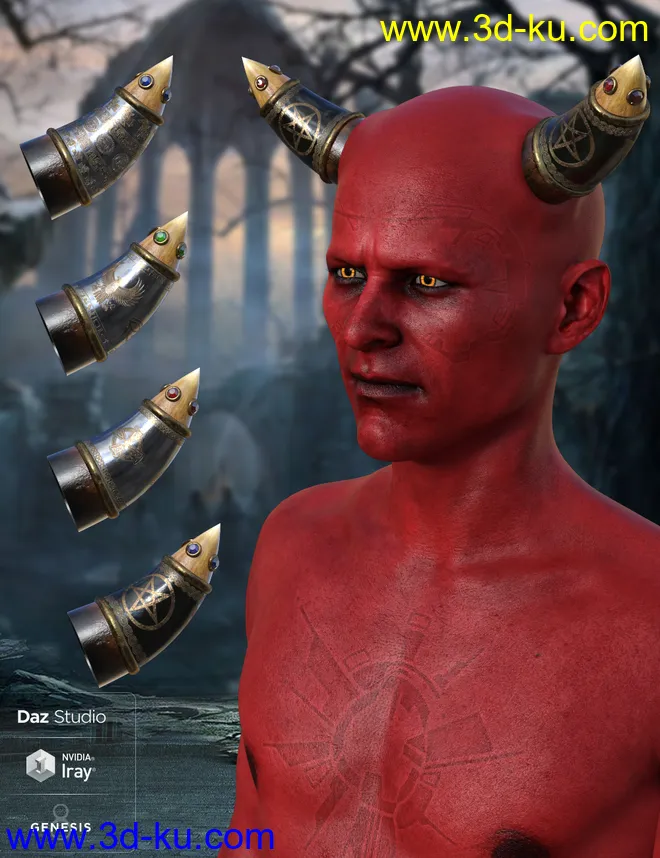 Universal Horns for Genesis 8 Male(s)模型的图片10