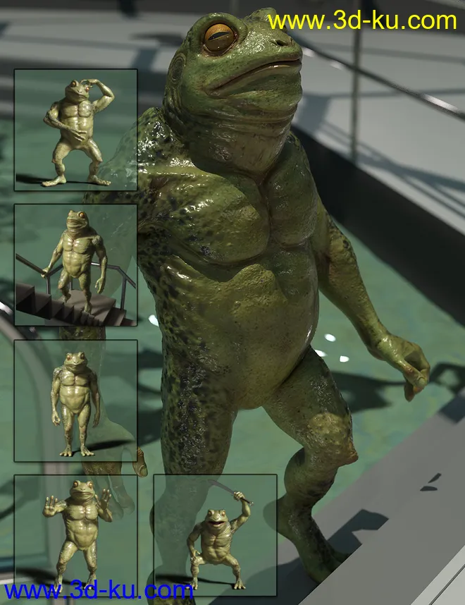 Variety Poses for Bullwarg HD and Genesis 8 Male模型的图片2