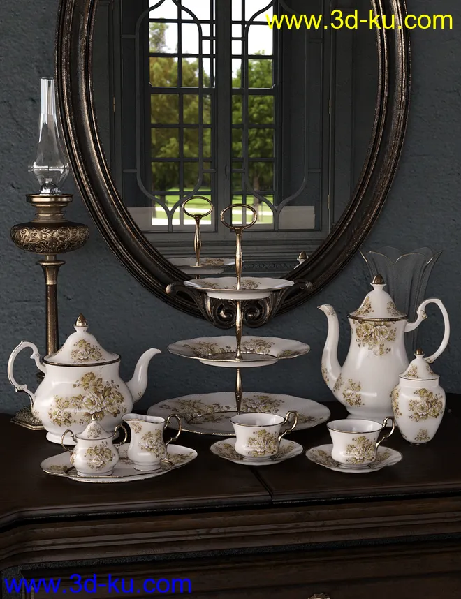 Vintage Tea Service Iray模型的图片1
