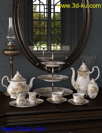 3D打印模型Vintage Tea Service Iray的图片