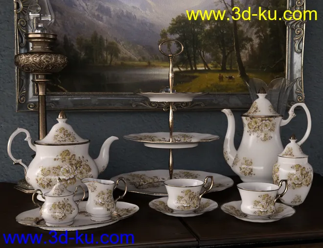 Vintage Tea Service Iray模型的图片2