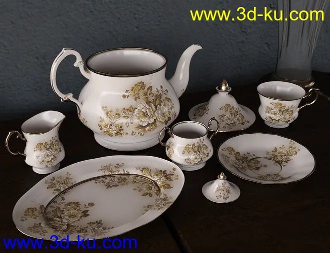 Vintage Tea Service Iray模型的图片3