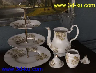 3D打印模型Vintage Tea Service Iray的图片