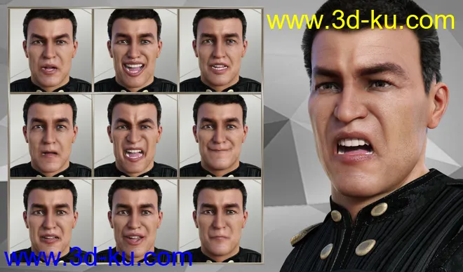 Warrior Expressions for Genesis 8 Male and Vladimir 8模型的图片2