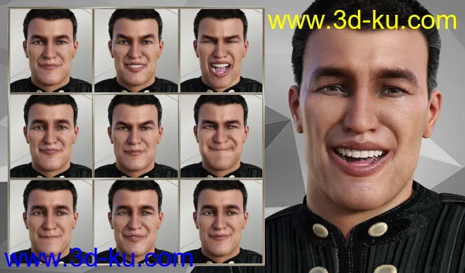 Warrior Expressions for Genesis 8 Male and Vladimir 8模型的图片3