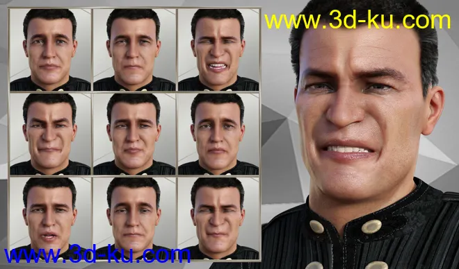 Warrior Expressions for Genesis 8 Male and Vladimir 8模型的图片4