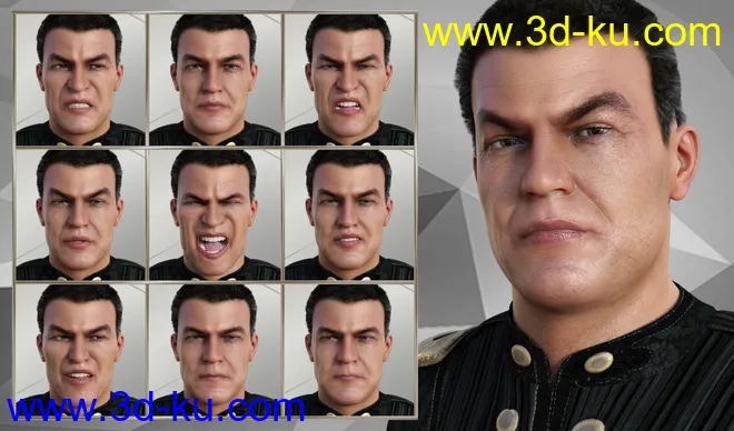 Warrior Expressions for Genesis 8 Male and Vladimir 8模型的图片5