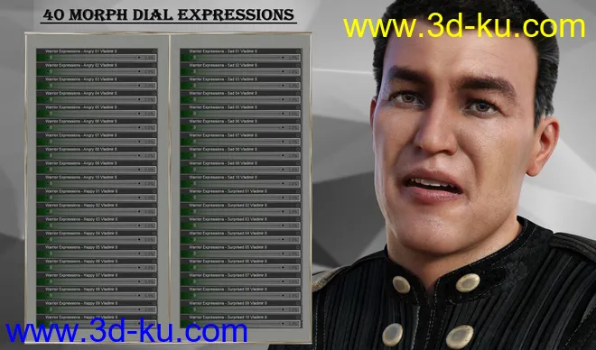 Warrior Expressions for Genesis 8 Male and Vladimir 8模型的图片7