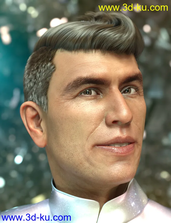 Wave Hair for Genesis 8 and Genesis 3 Male(s)模型的图片1