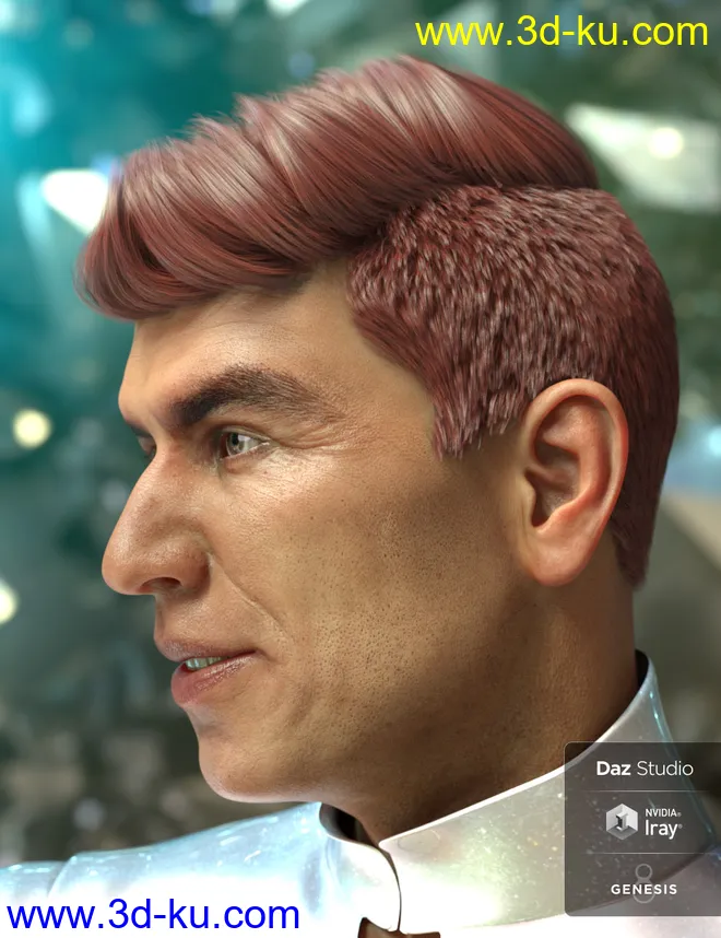 Wave Hair for Genesis 8 and Genesis 3 Male(s)模型的图片2